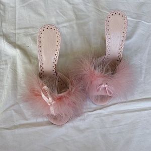 Agent Provocateur Maribou Feather High Heeled Bedroom Mules - Pink